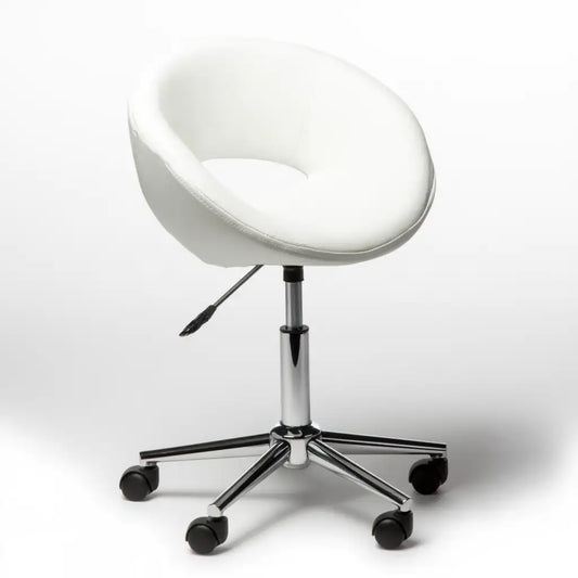 Sedia da ufficio girevole dal design essenziale, bianco, per la casa
