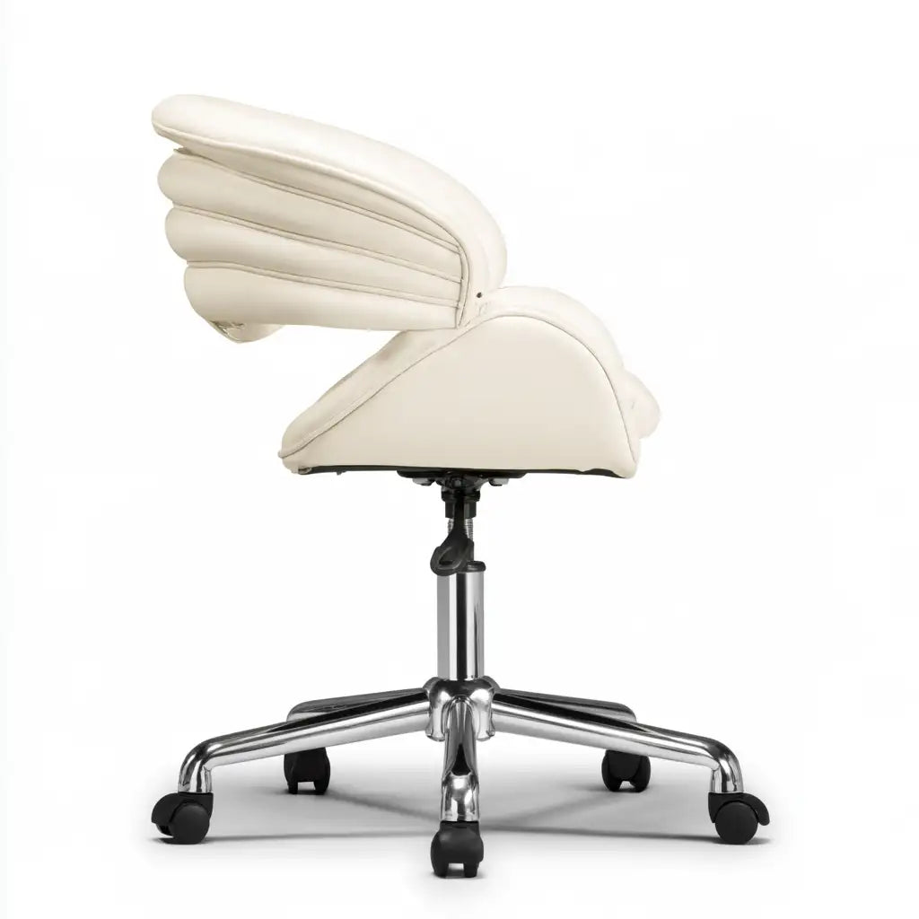 Sedia da ufficio girevole dal design essenziale, bianco, per la casa