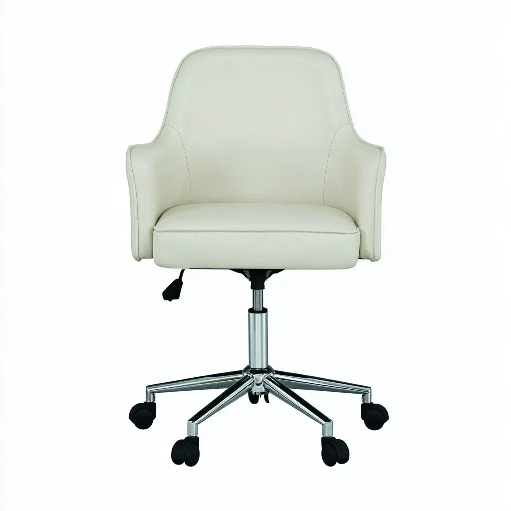 Sedia da ufficio girevole dal design essenziale, bianco, per la casa
