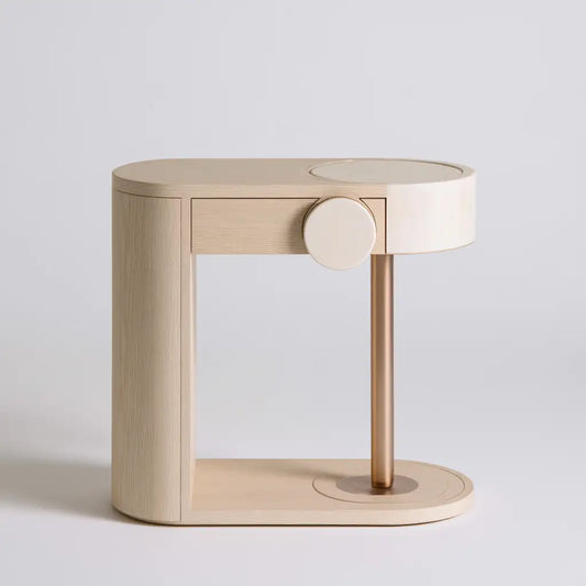Tavolino laterale dalle linee moderne, beige e marrone, per la casa
